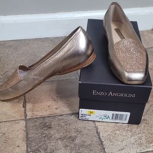 Enzo Angiolini Metallic Gold Loafers